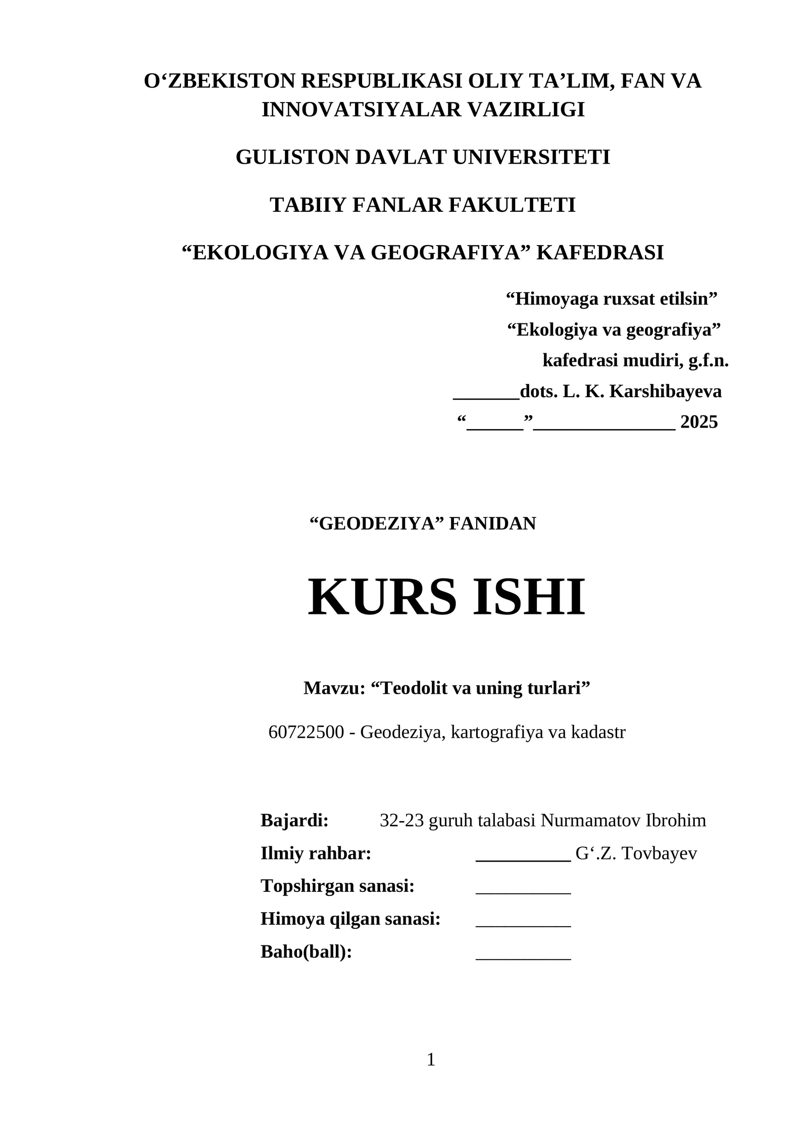 Teodolit va uning turlari