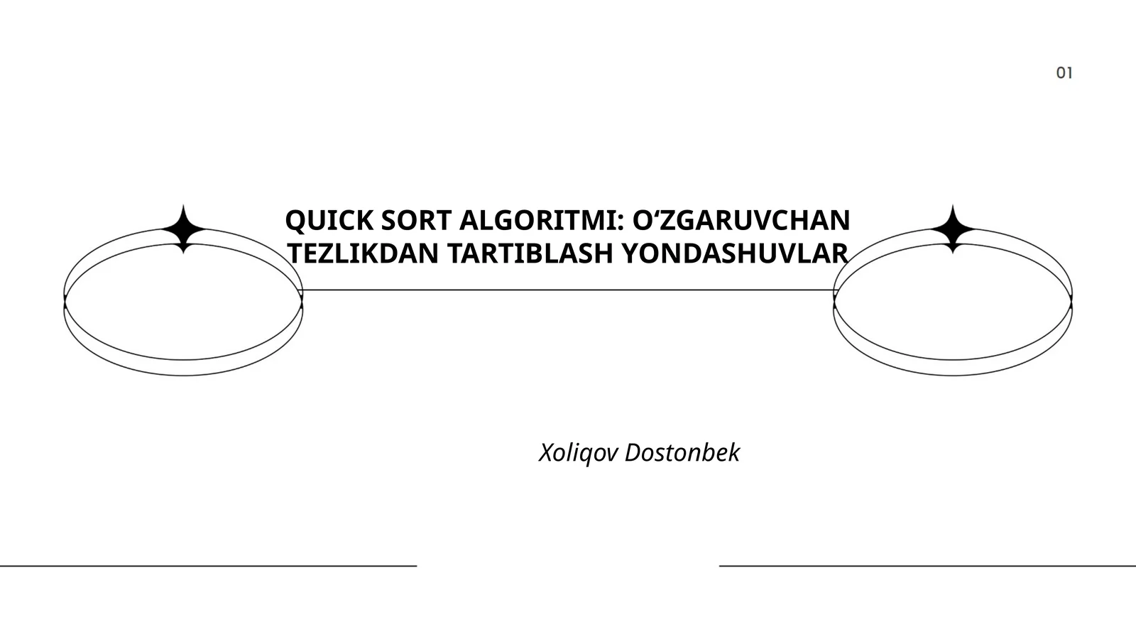QUICK SORT ALGORITMI: OʻZGARUVCHAN TEZLIKDAN TARTIBLASH YONDASHUVLAR