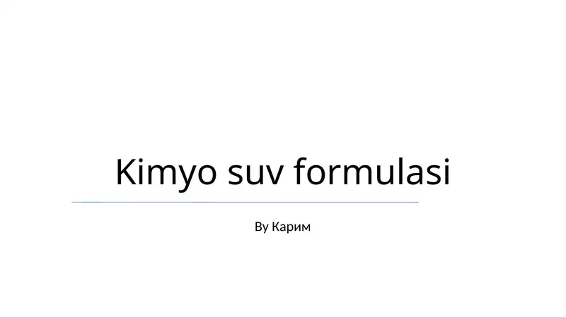 Kimyo suv formulasi