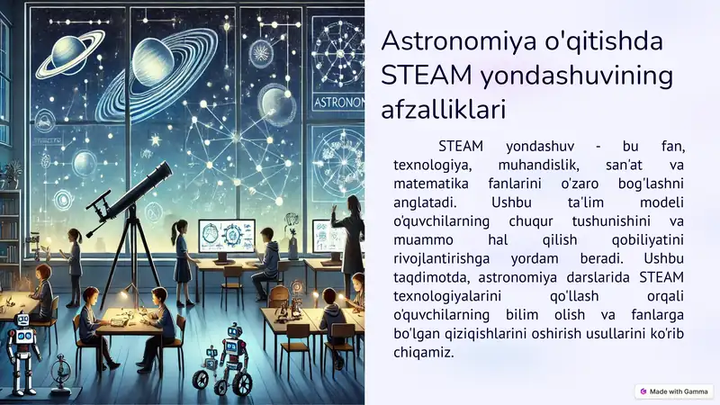 Astronomiya o'qitishda STEAM yondashuvining afzalliklari