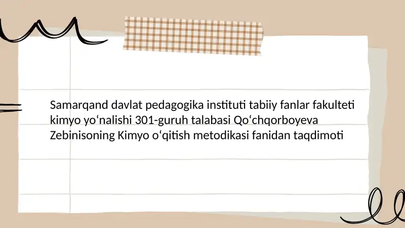 Kimyo oʻqitish metodikasi