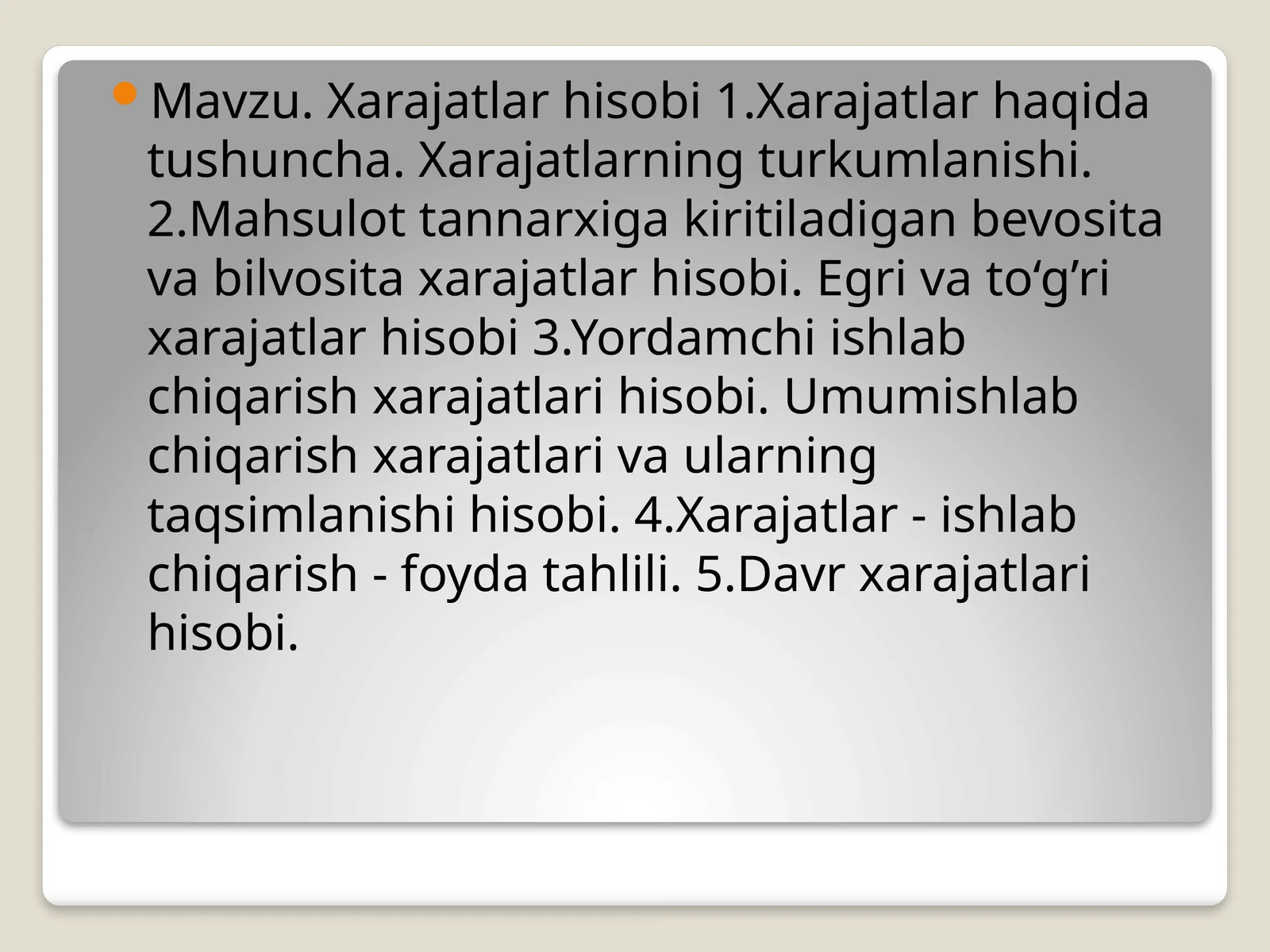 Xarajatlar hisobi