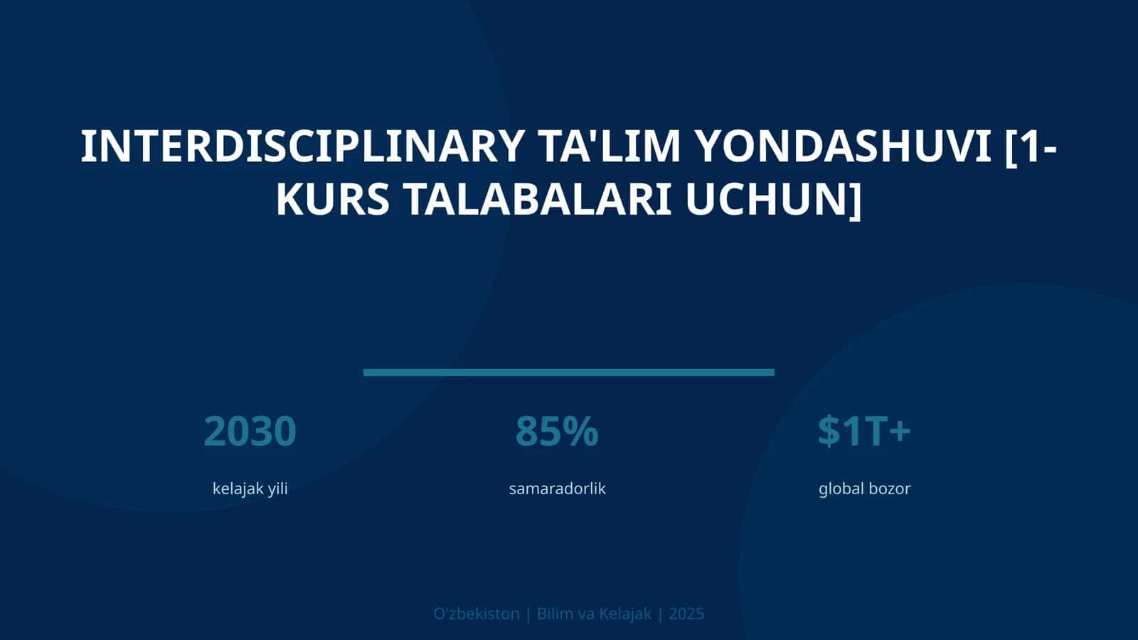 Interdisciplinary ta'lim yondashuvi [1-kurs talabalari uchun]