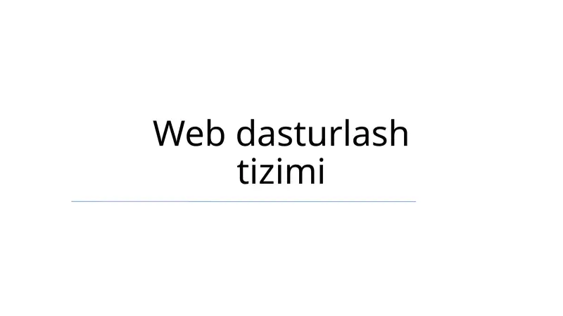 Web dasturlash tizimi