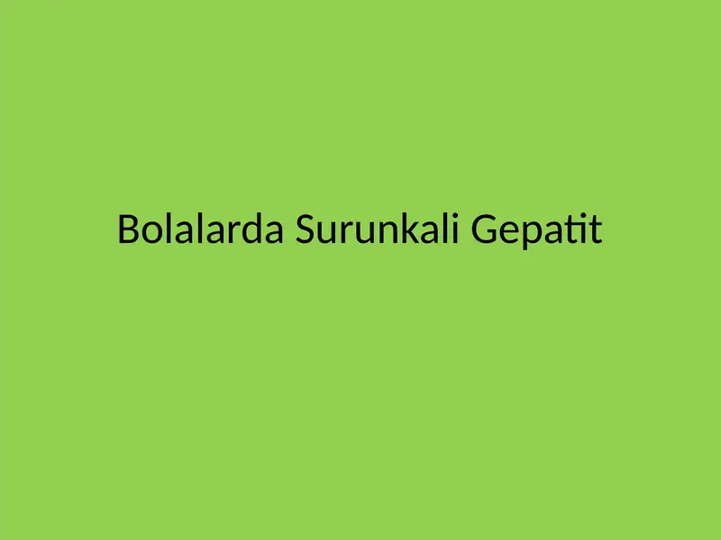 Bolalarda Surunkali Gepatit