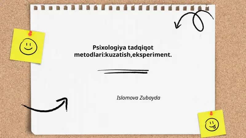 Psixologiya tadqiqot metodlari:kuzatish,eksperiment