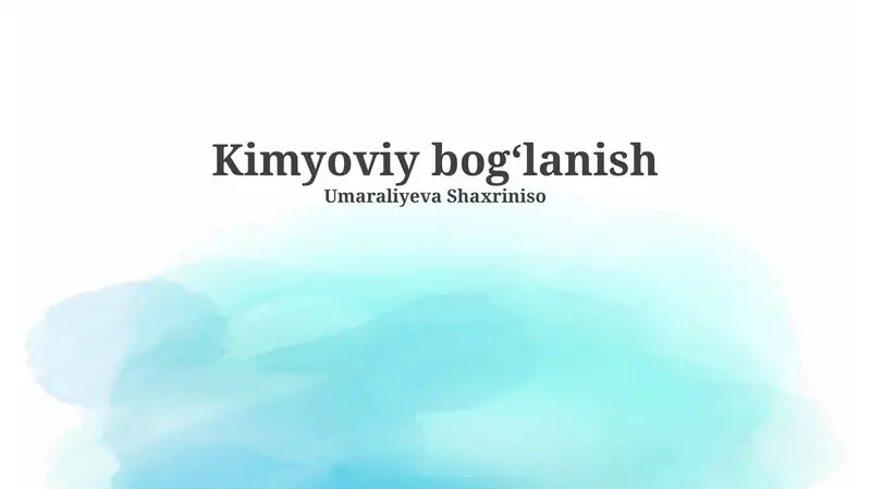 Kimyoviy bog'lanish