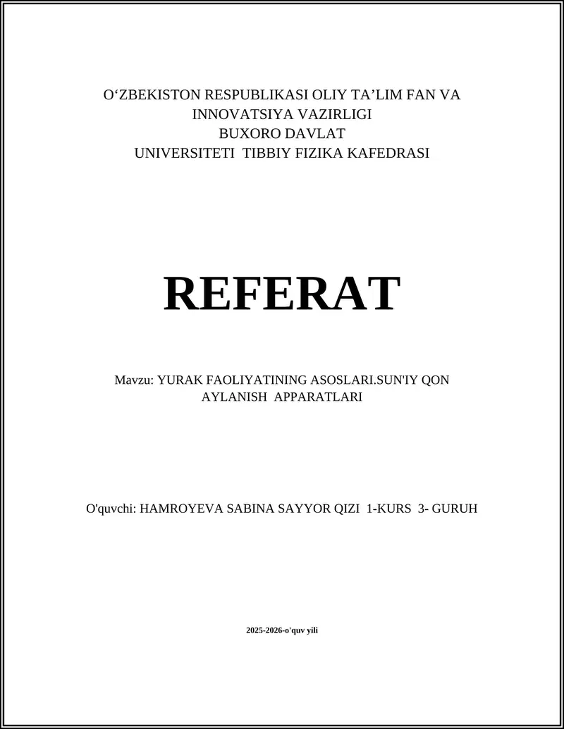Yurak faoliyating asoslari