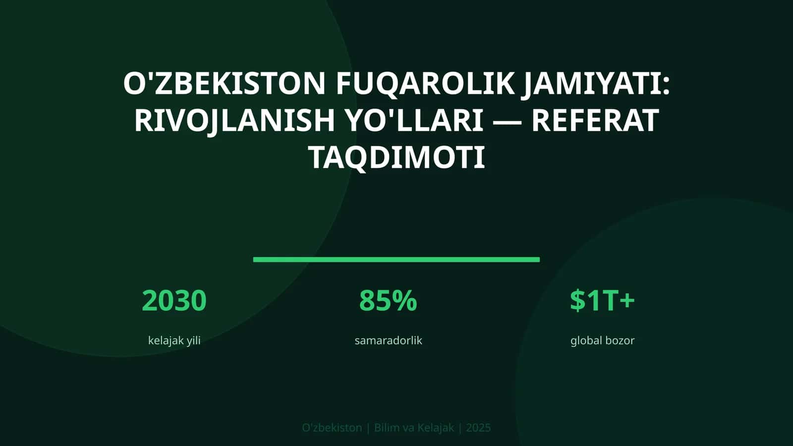 O'zbekiston fuqarolik jamiyati: rivojlanish yo'llari — referat taqdimoti