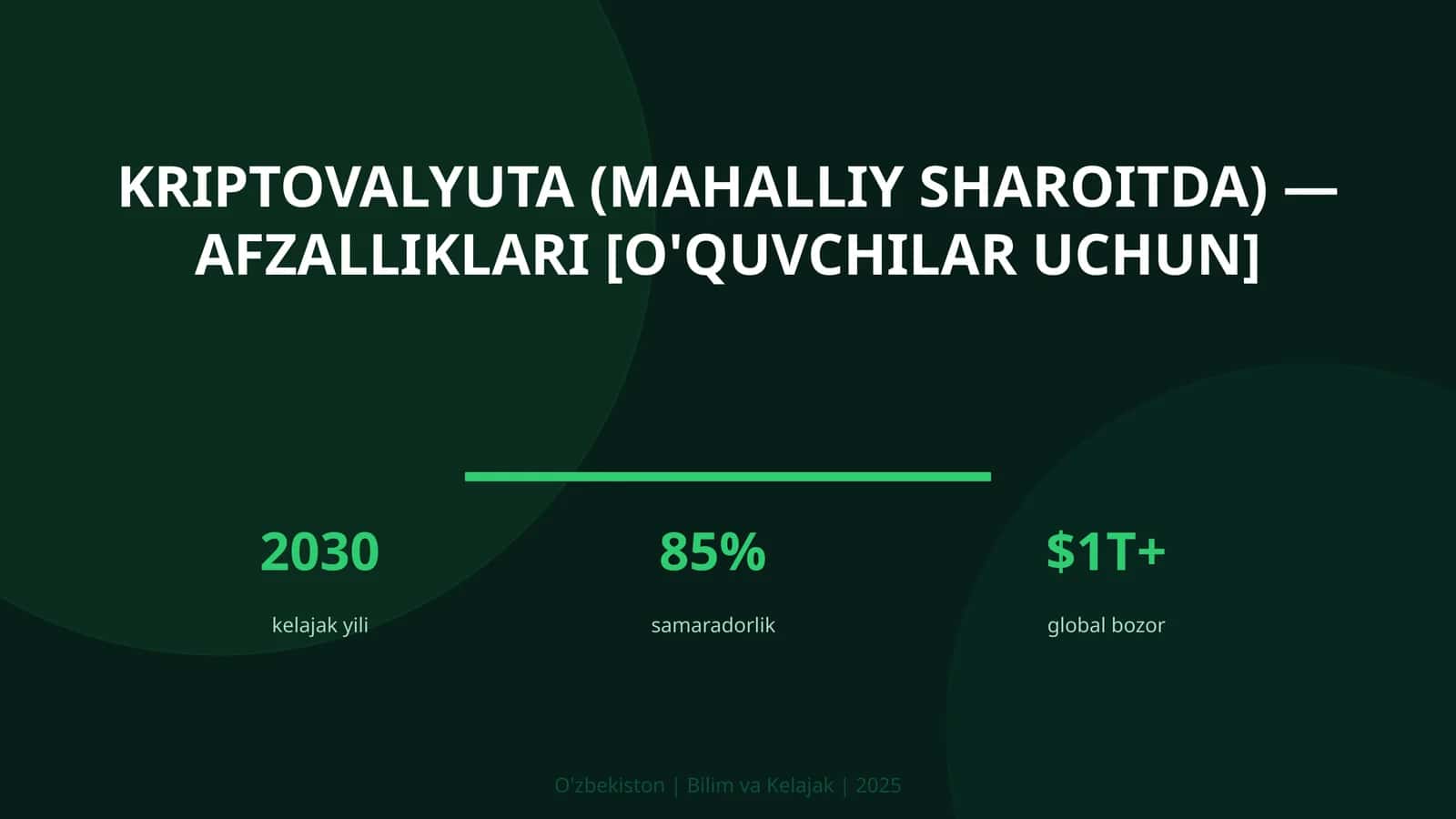 Kriptovalyuta (mahalliy sharoitda) — afzalliklari [o'quvchilar uchun]