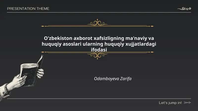 O'zbekiston axborot xafsizligning ma'naviy va huquqiy asoslari