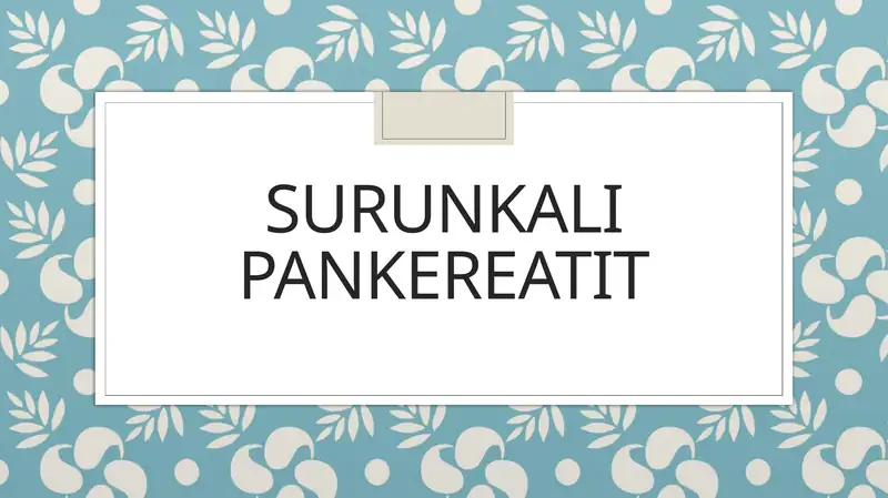 Surunkali Pankereatit
