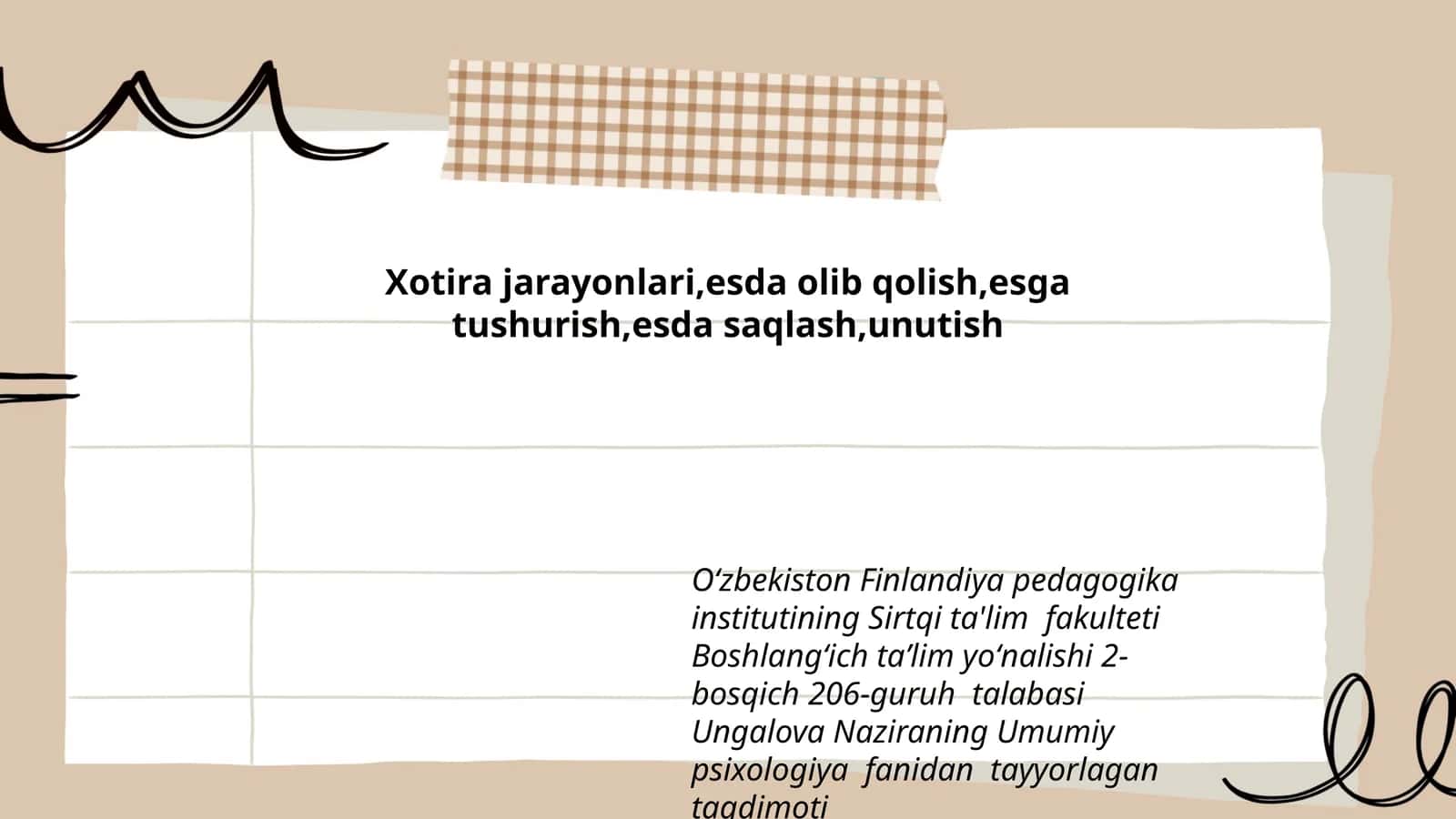 Umumiy psixologiya fanidan tayyorlagan taqdimoti