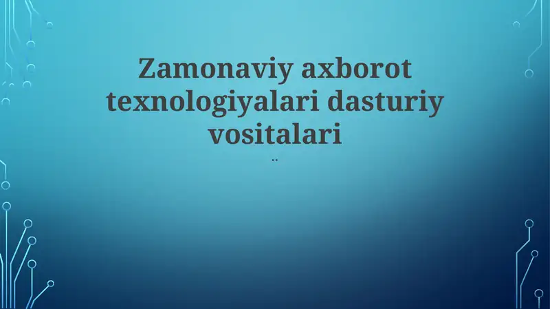 Zamonaviy IT dasturlari bulutga asoslangan arxitektura