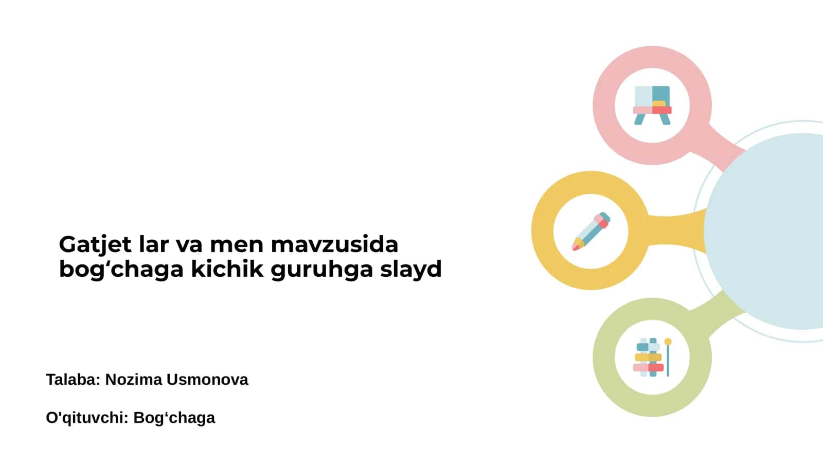 Gatjet lar va men mavzusida bogʻchaga kichik guruhga slayd