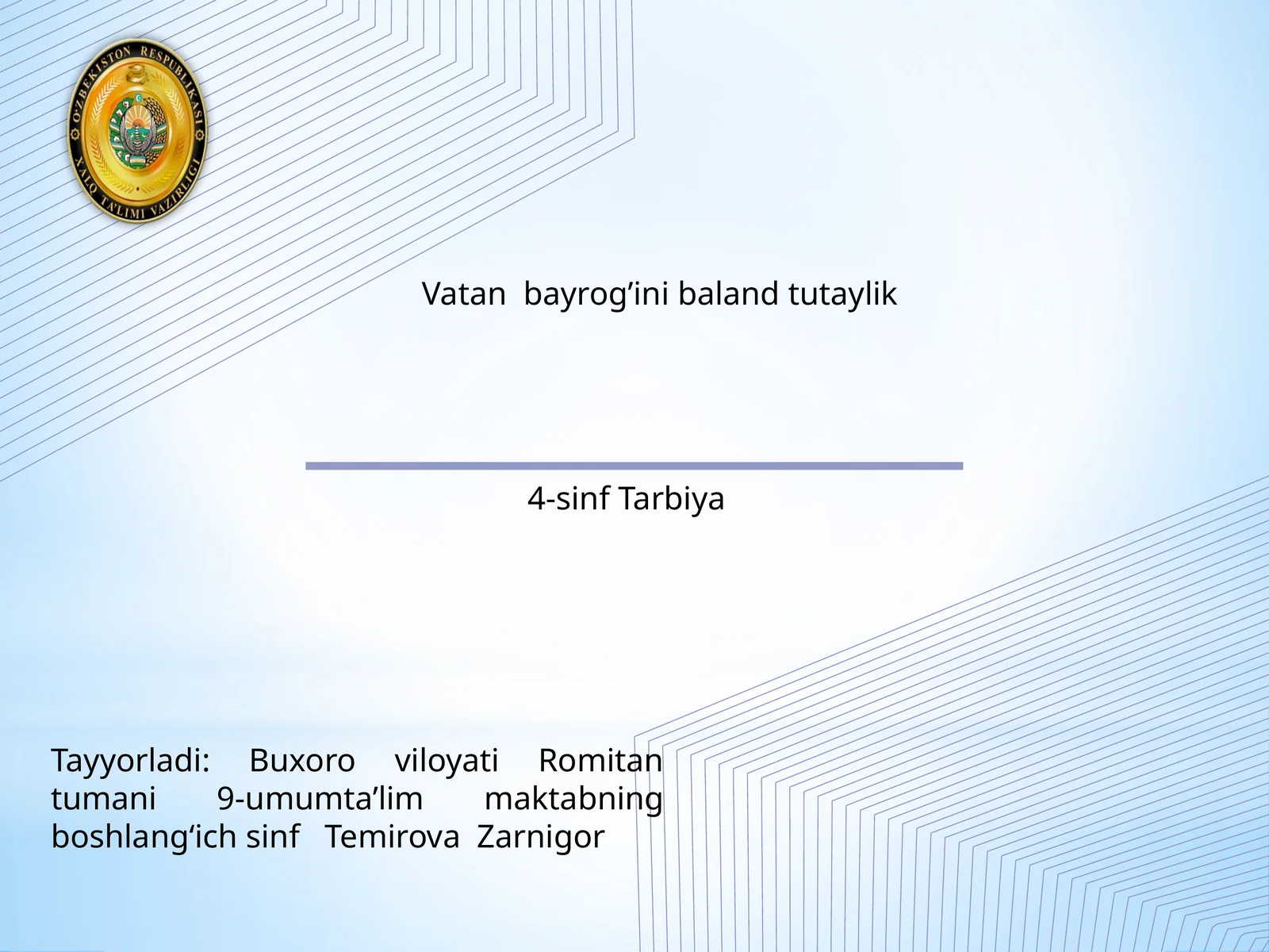 Vatan bayrog’ini baland tutaylik