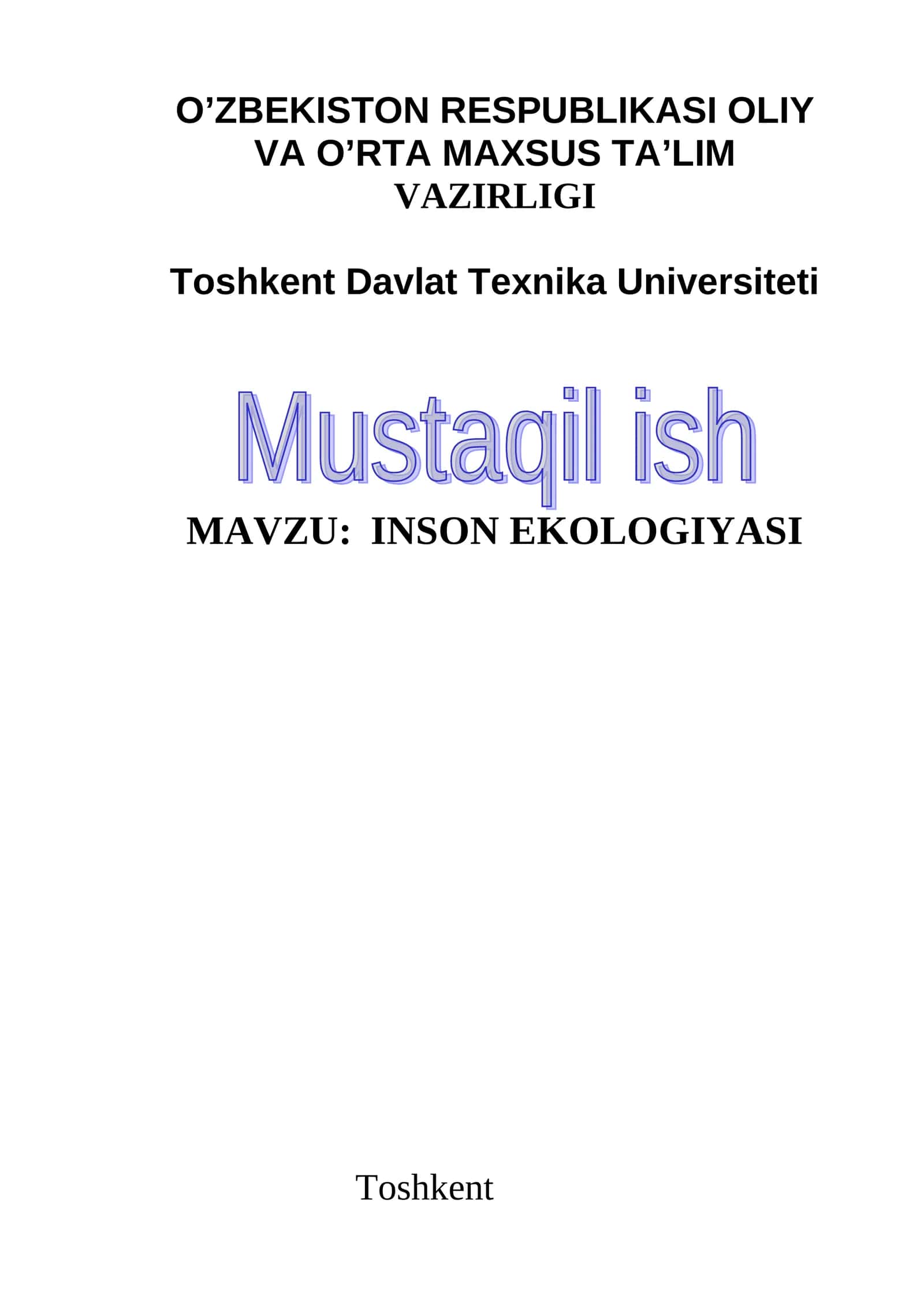 INSON EKOLOGIYASI