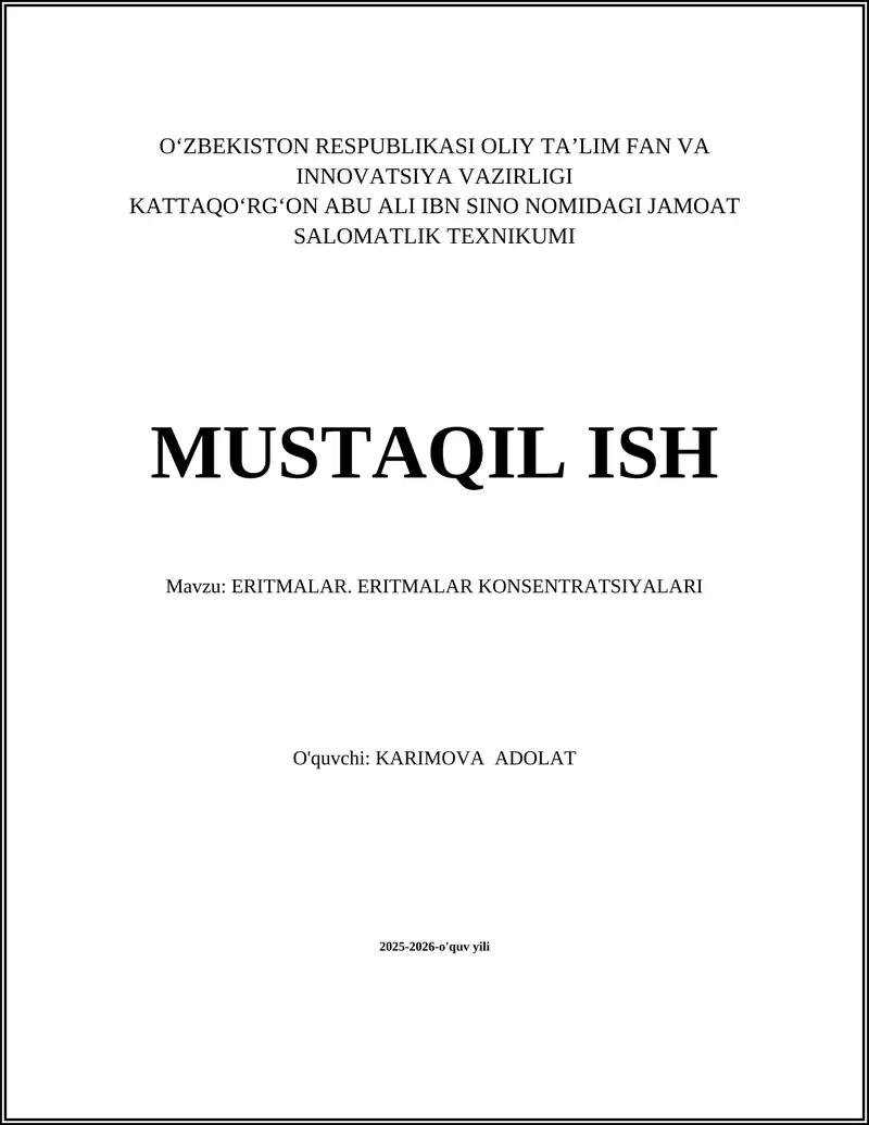 JAMOAT SALOMATLIK TEXNIKUMI