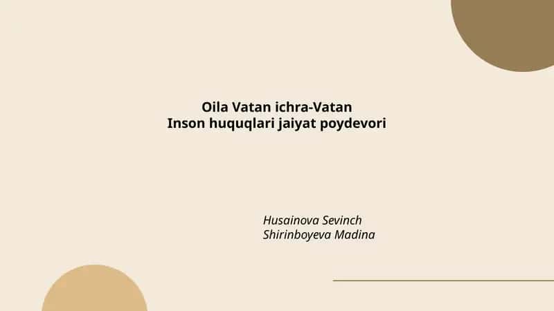 Oila Vatan ichra-Vatan Inson huquqlari jaiyat poydevori