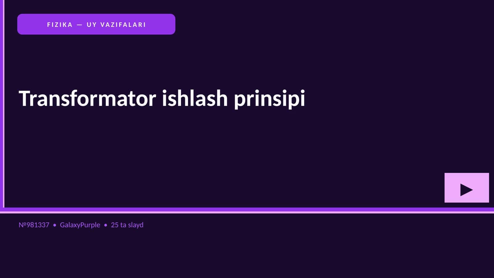 FIZIKA — UY VAZIFALARI