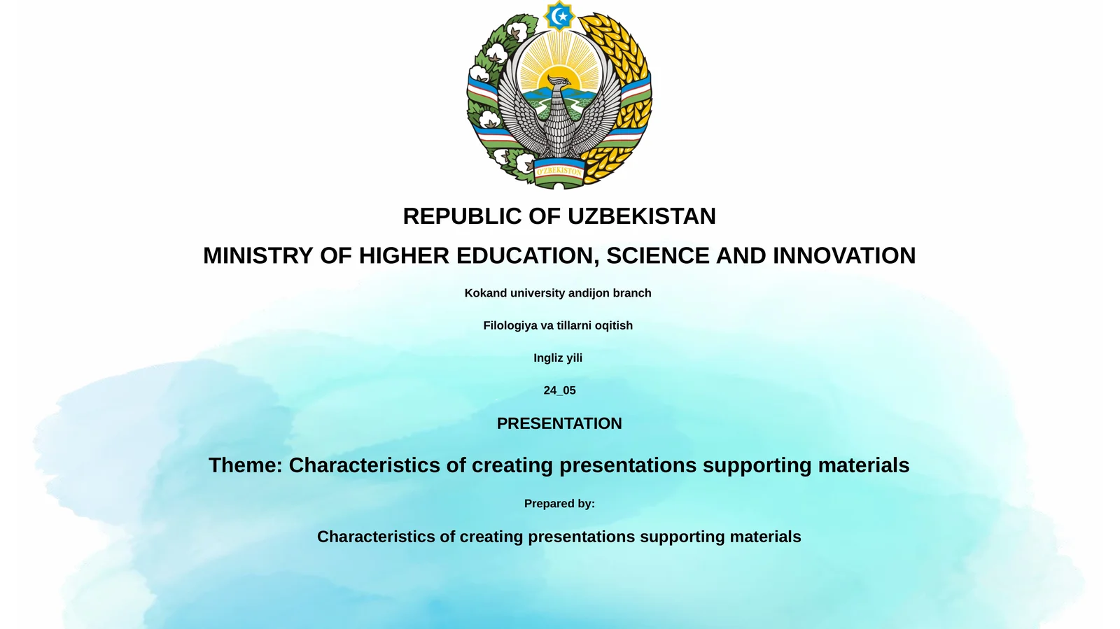 Characteristics of creating presentations supporting materials