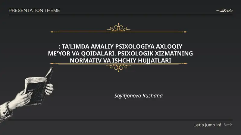 TA'LIMDA AMALIY PSIXOLOGIYA AXLOQIY ME'YOR VA QOIDALARI