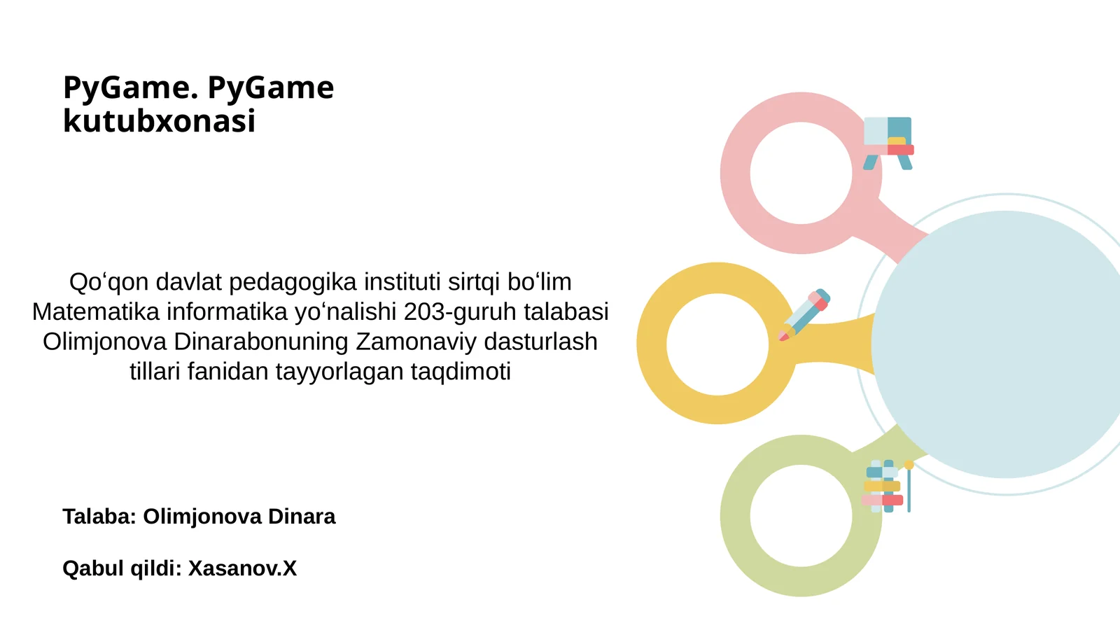 PyGame. PyGame kutubxonasi