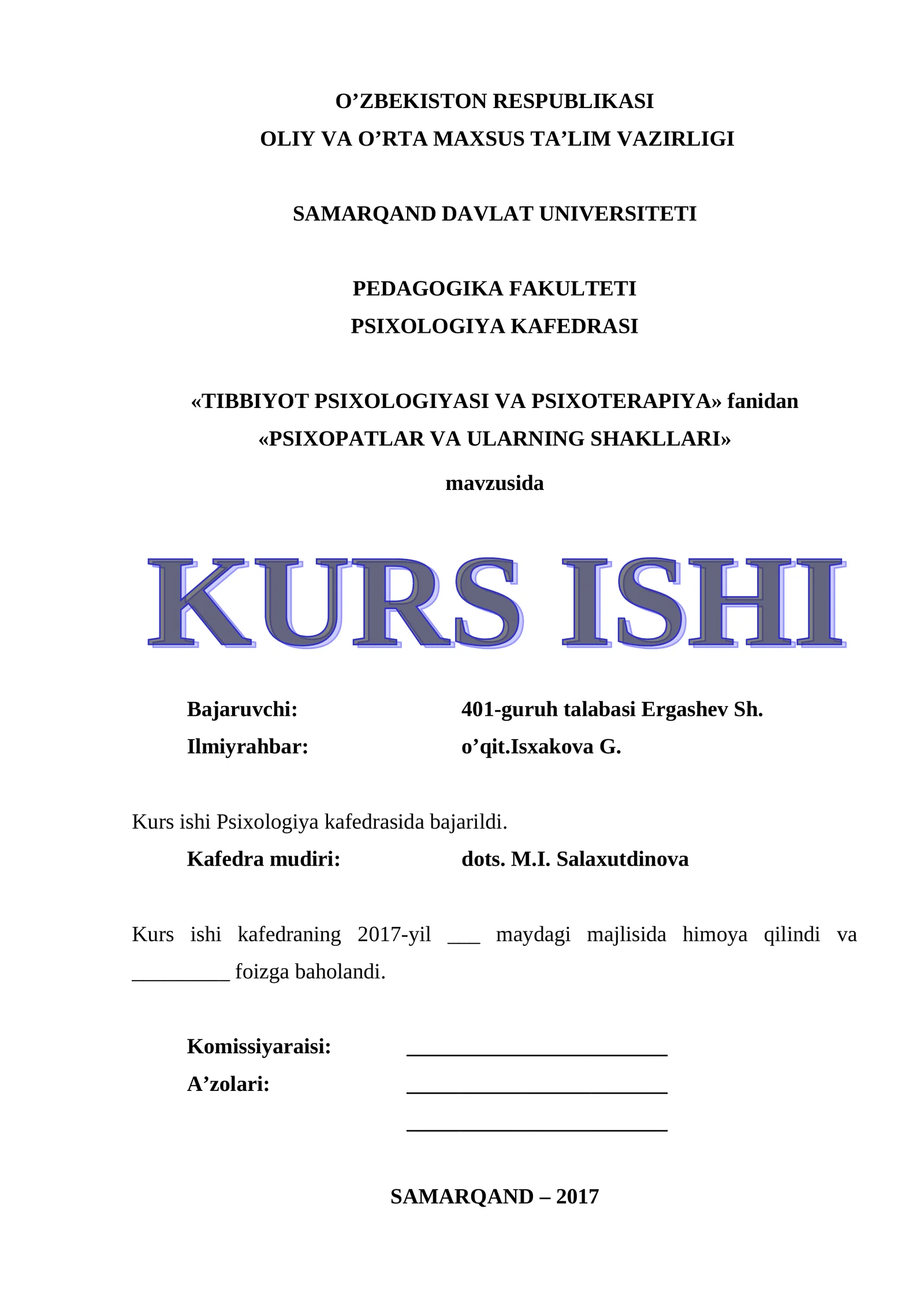 PSIXOPATLAR VA ULARNING SHAKLLARI