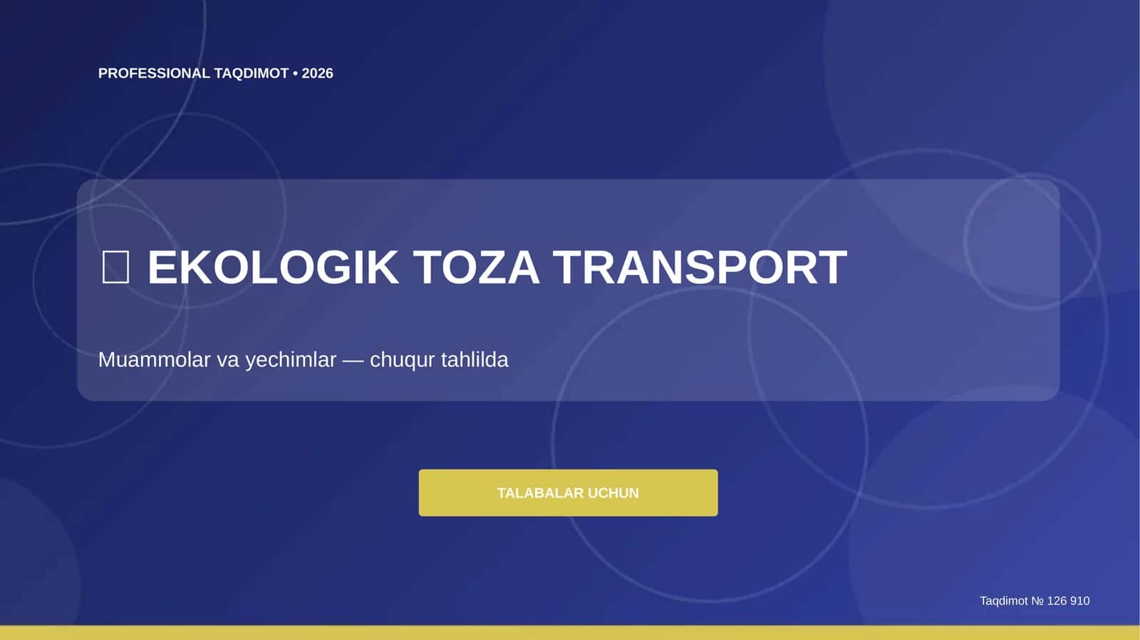 Ekologik Toza Transport: Muammolar va Yechimlar