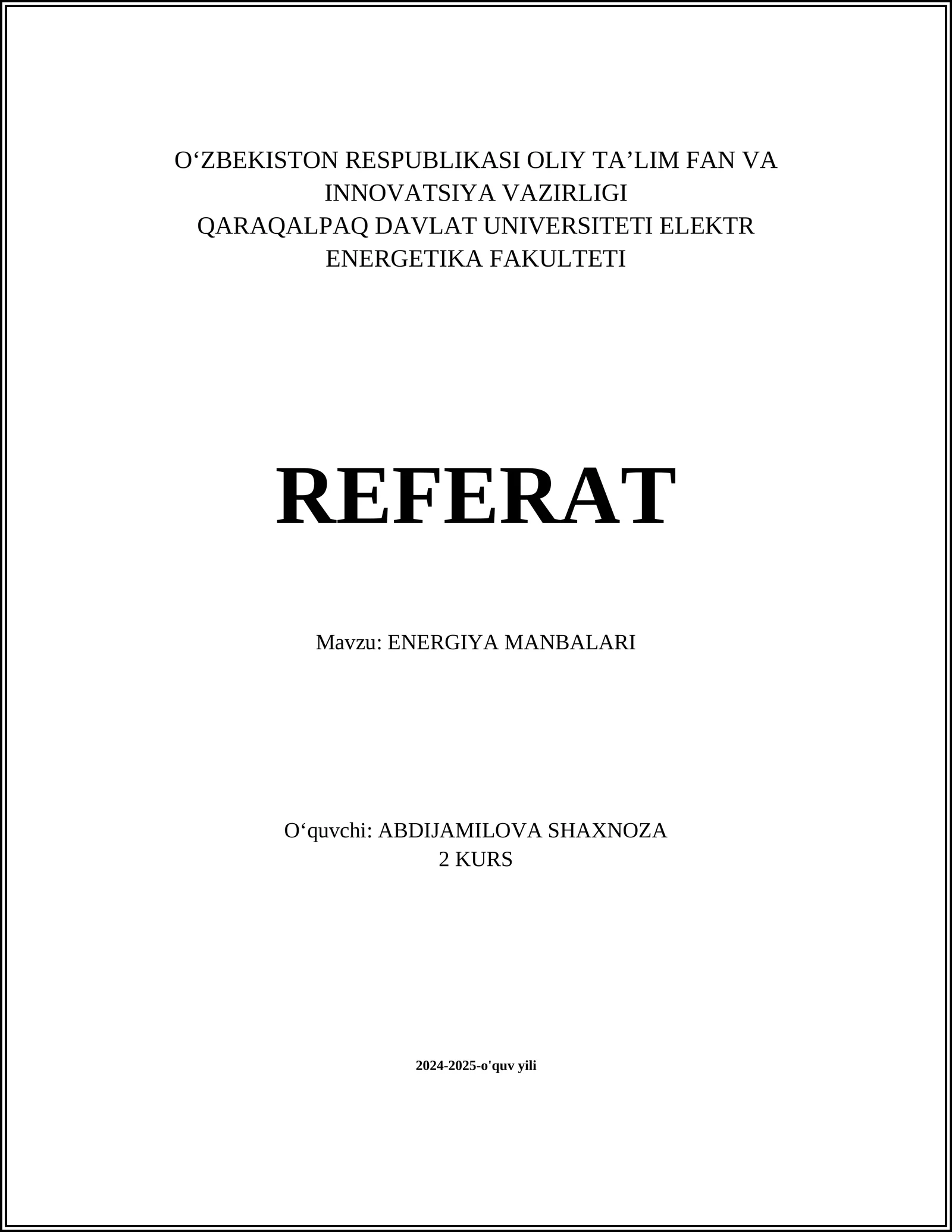 ENERGIYA MANBALARI