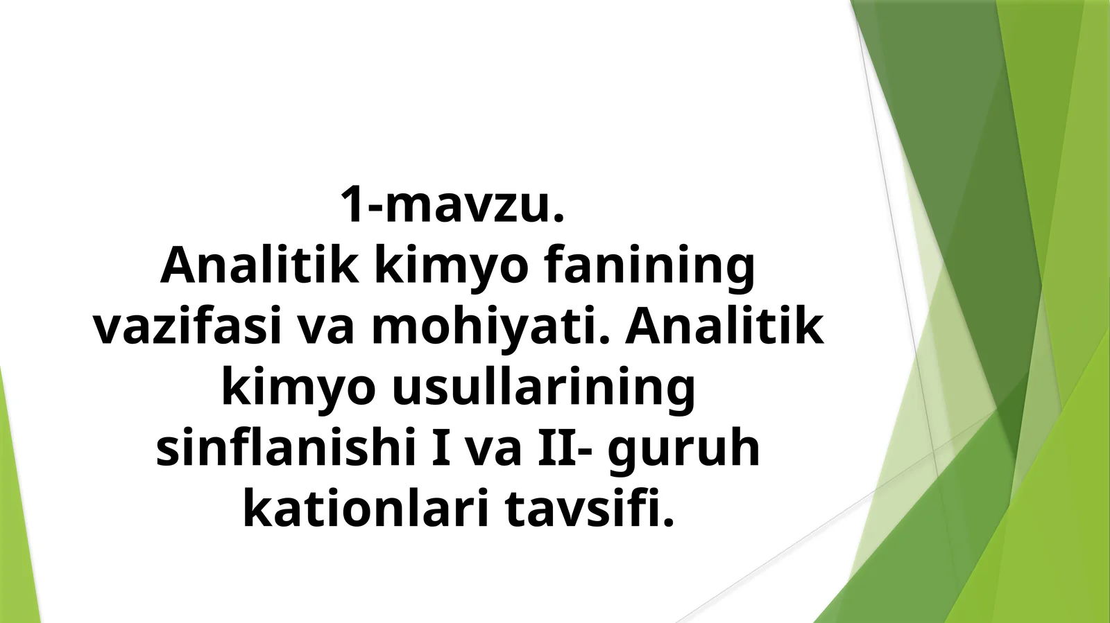 Analitik Kimyo Fanining Vazifasi va Mohiyati