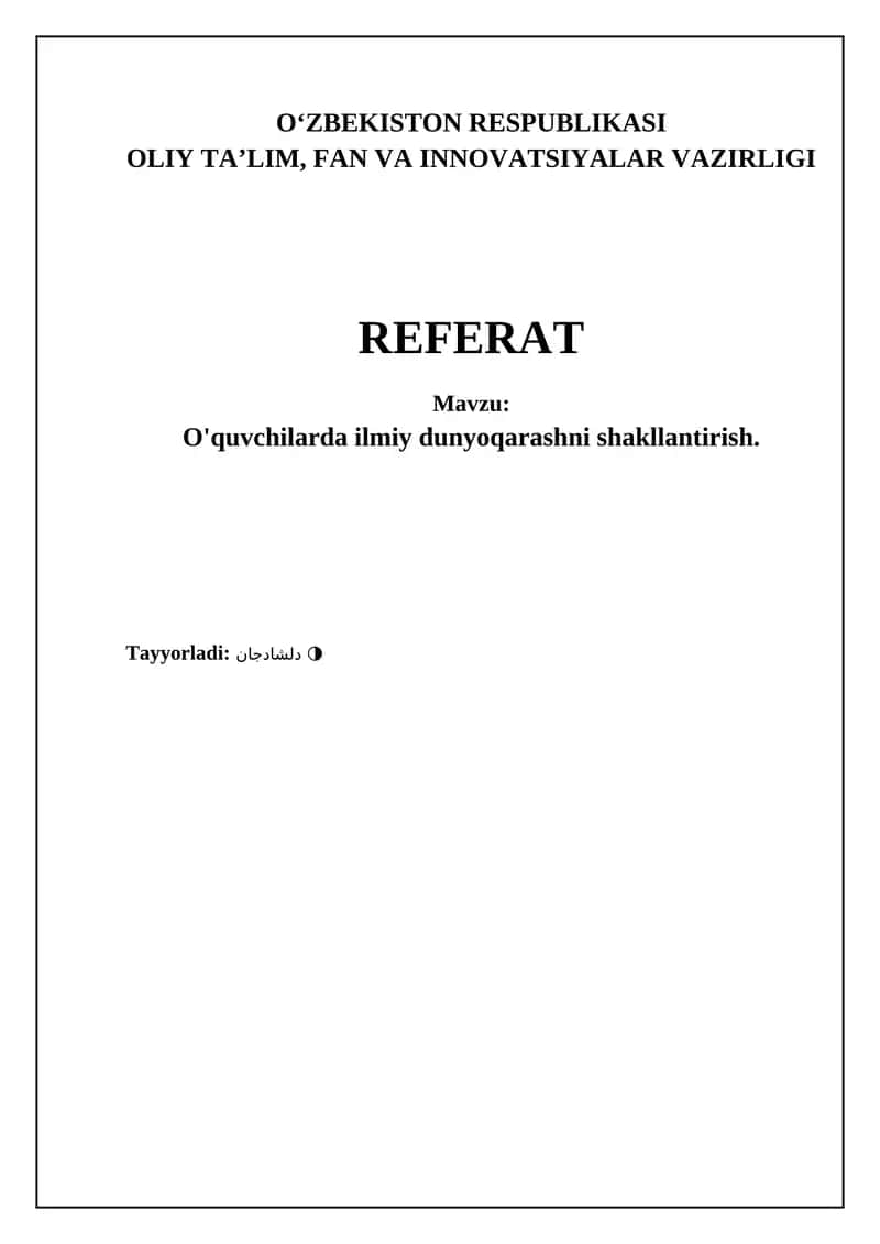 Ilmiy dunyoqarashni shakllantirish
