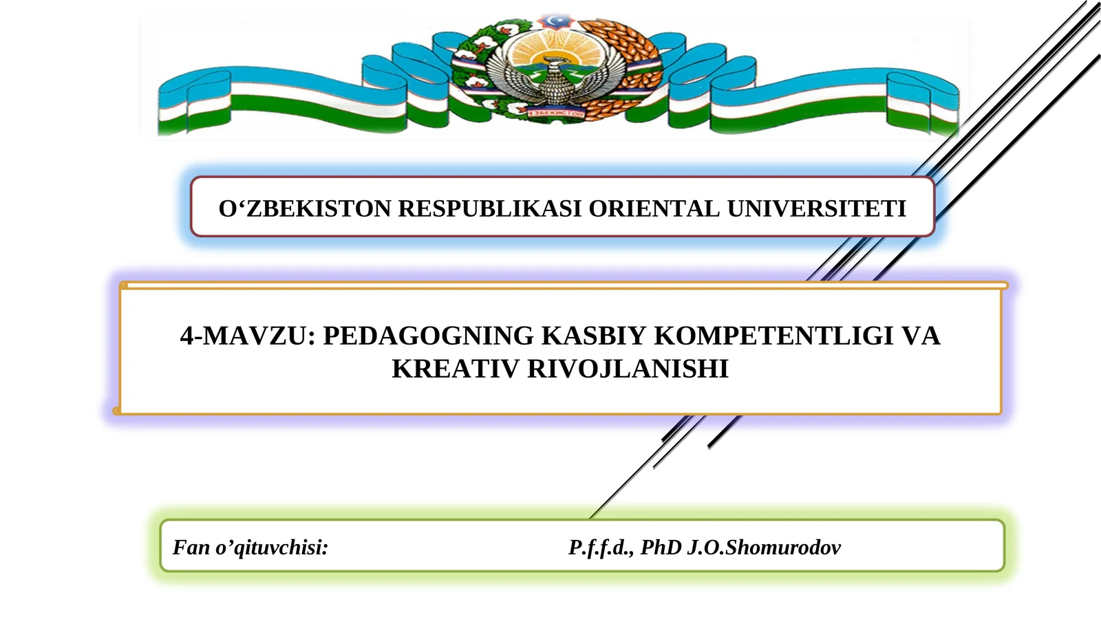 PEDAGOGNING KASBIY KOMPETENTLIGI VA KREATIV RIVOJLANISHI