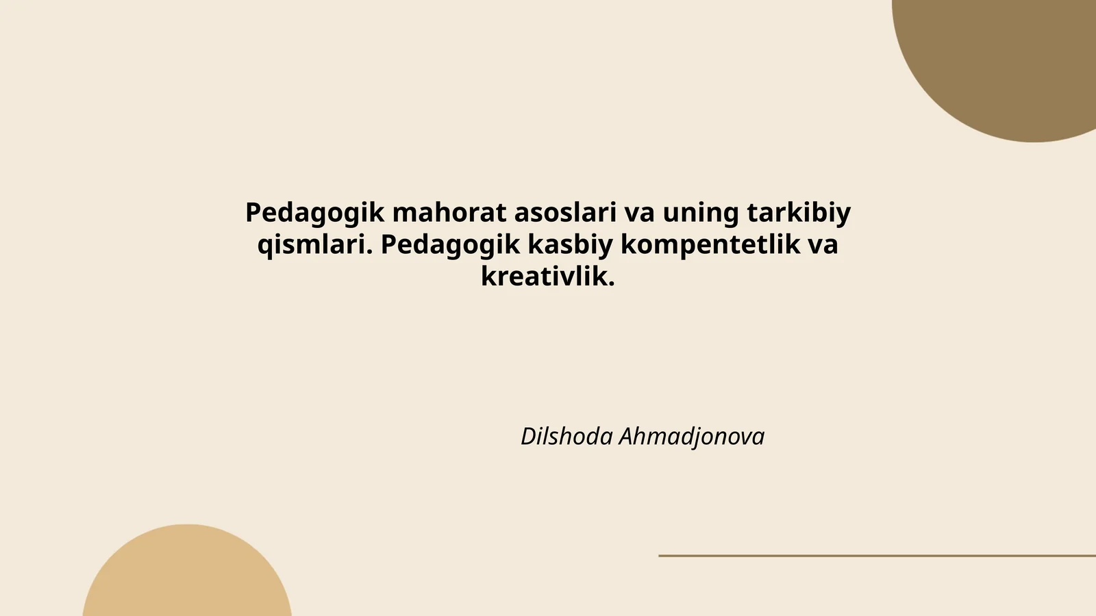 Pedagogik mahorat asoslari