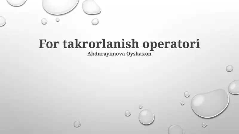 For takrorlanish operatori