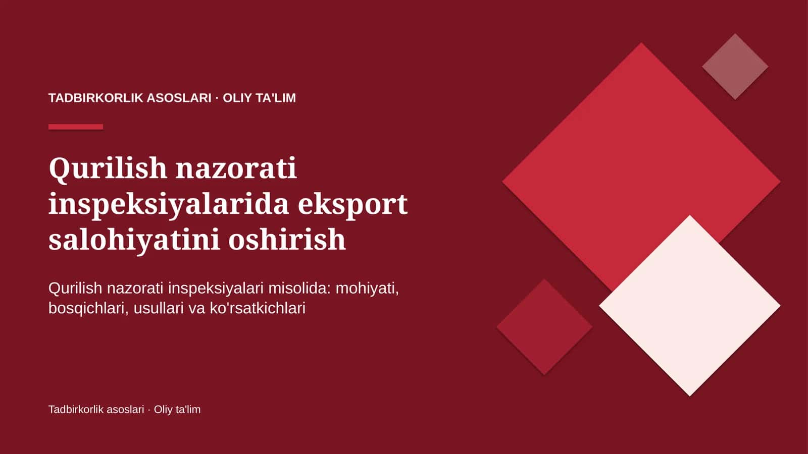qurilish nazorati inspeksiyalarida eksport salohiyatini oshirish 3020