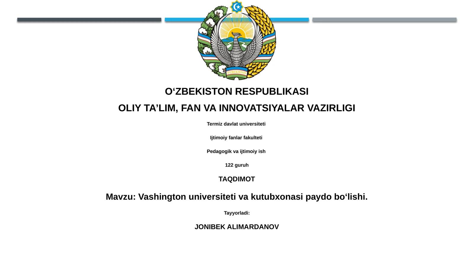 Vashington universiteti va kutubxonasi paydo boʻlishi