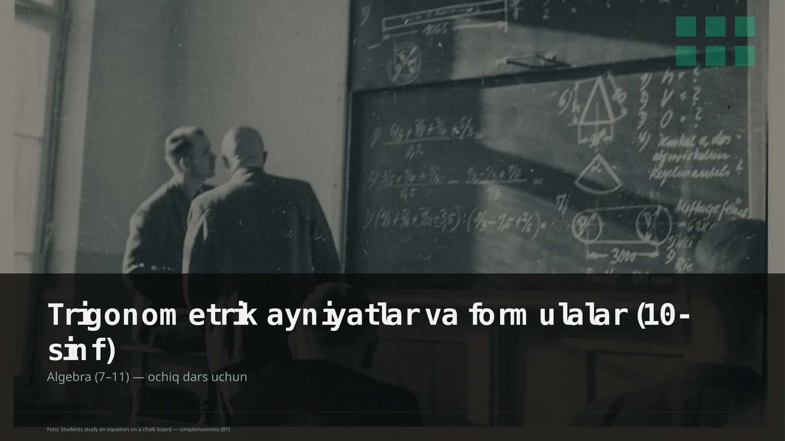 Trigonometrik ayniyatlar va formulalar (10-sinf)