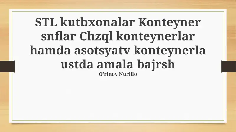 STL Konteyner Sinflari