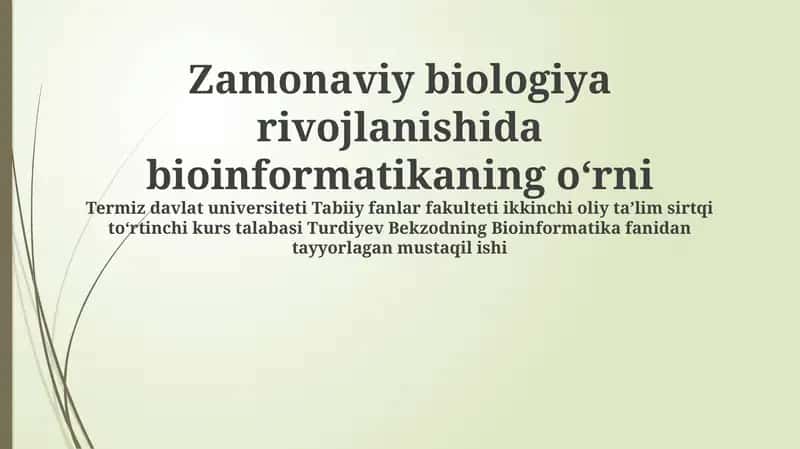 Bioinformatikaning Kelajagi va Yangi Imkoniyatlari