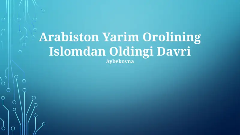 Arabiston Yarim Orolining Islomdan Oldingi Davri