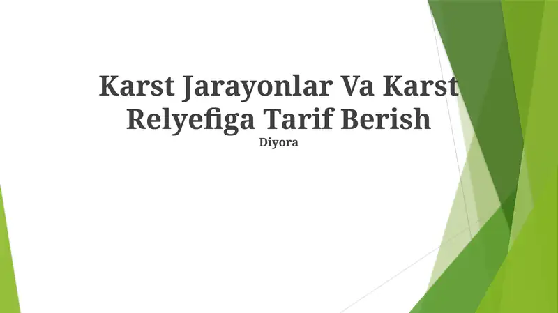 Karst Jarayonlar Va Karst Relyefiga Tarif Berish
