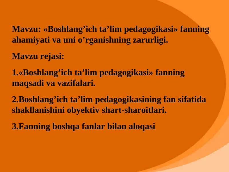 Boshlang’ich ta’lim pedagogikasi