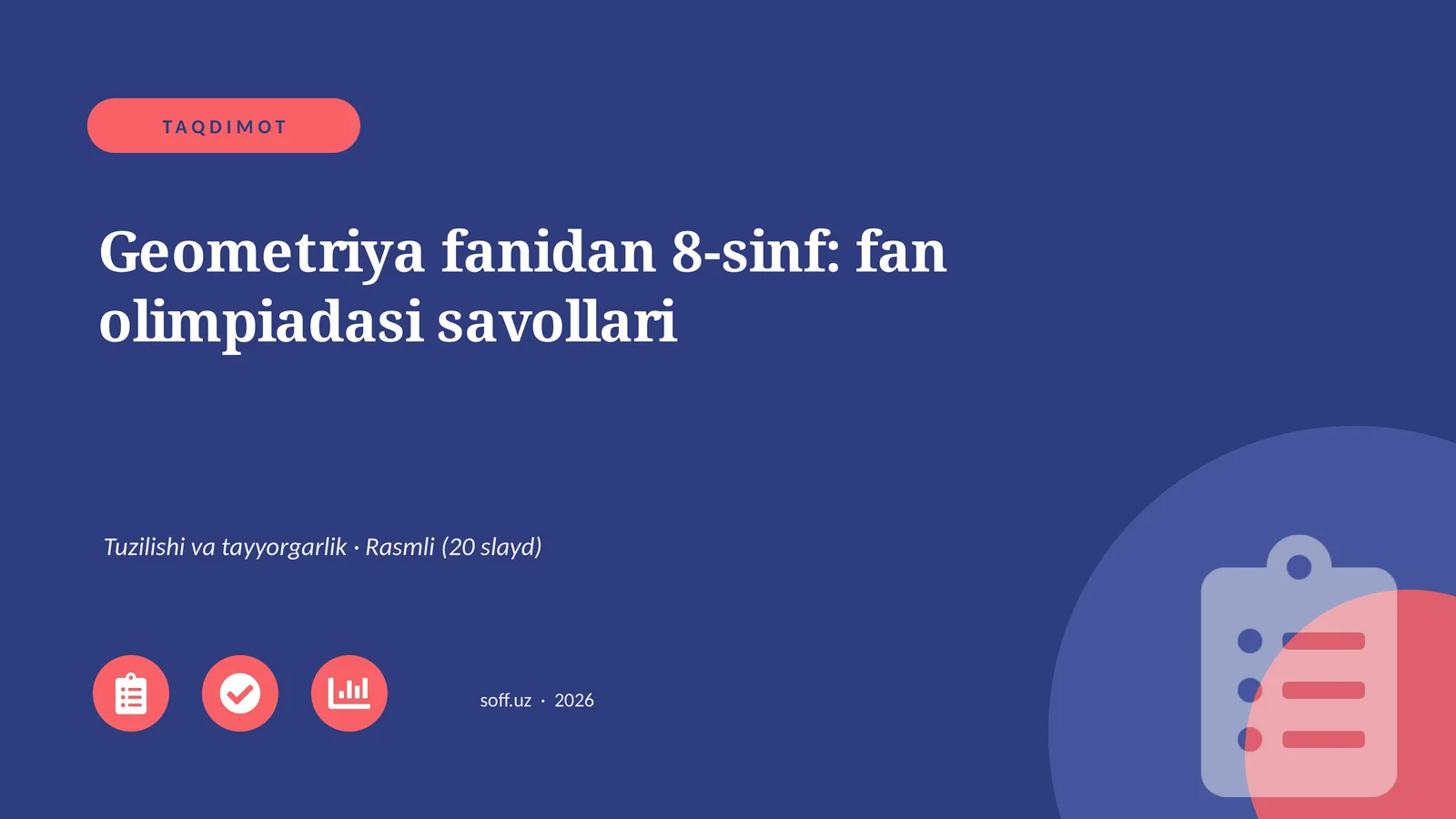 Geometriya fanidan 8-sinf: fan olimpiadasi savollari