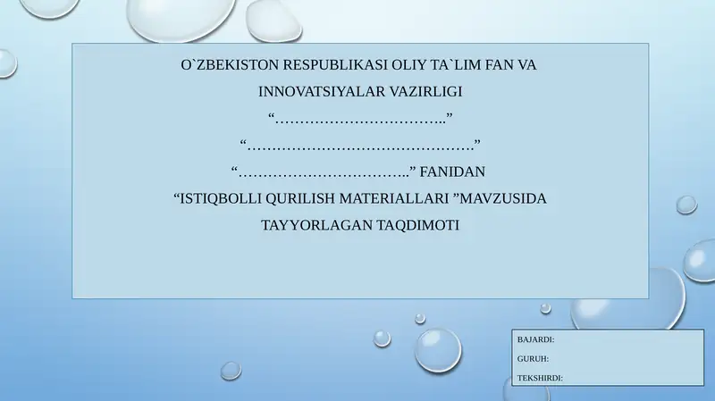 Istiqbolli qurilish materiallari