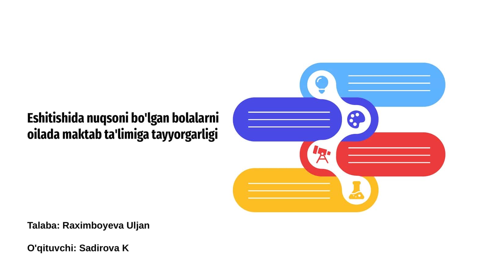 Eshitishida nuqsoni bo'lgan bolalarni oilada maktab ta'limiga tayyorgarligi