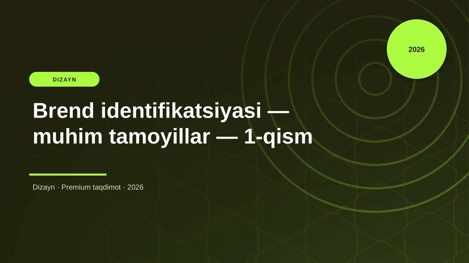 Brend identifikatsiyasi — muhim tamoyillar — 1-qism