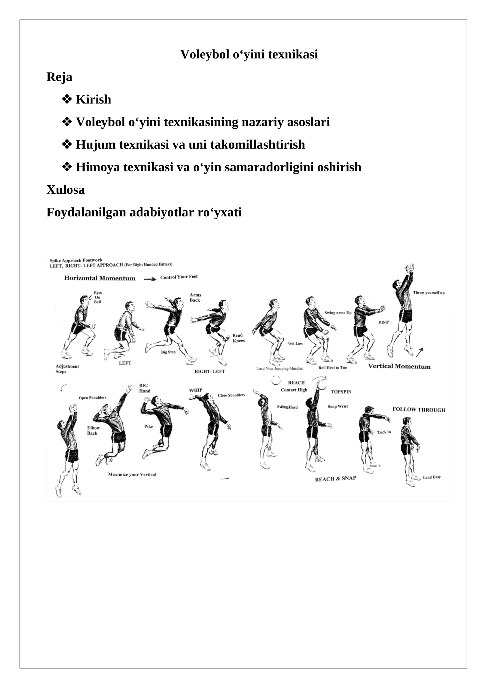 Voleybol o‘yini texnikasi