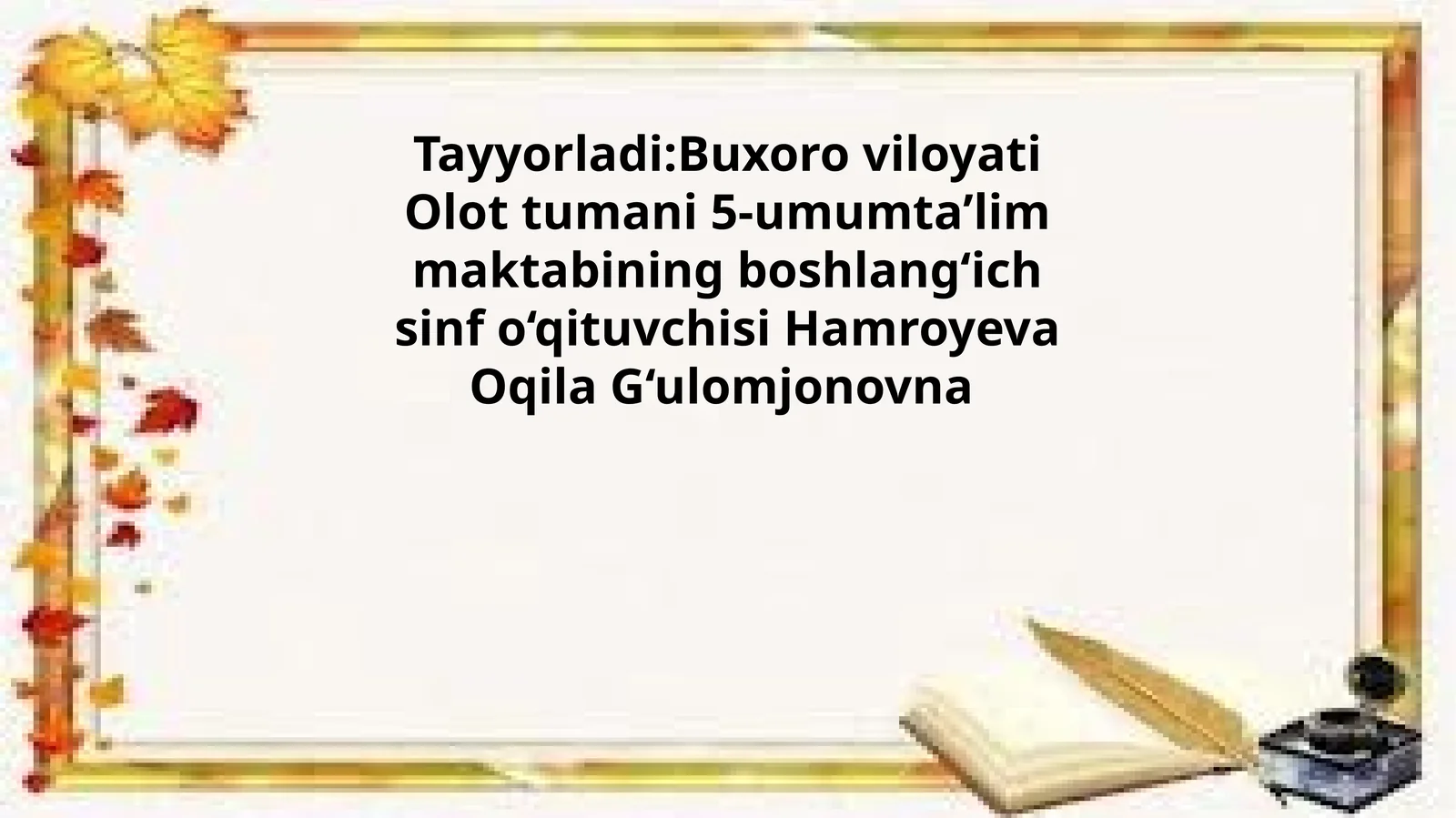 SAXOVATLIFASL BO‘LIMI TEST