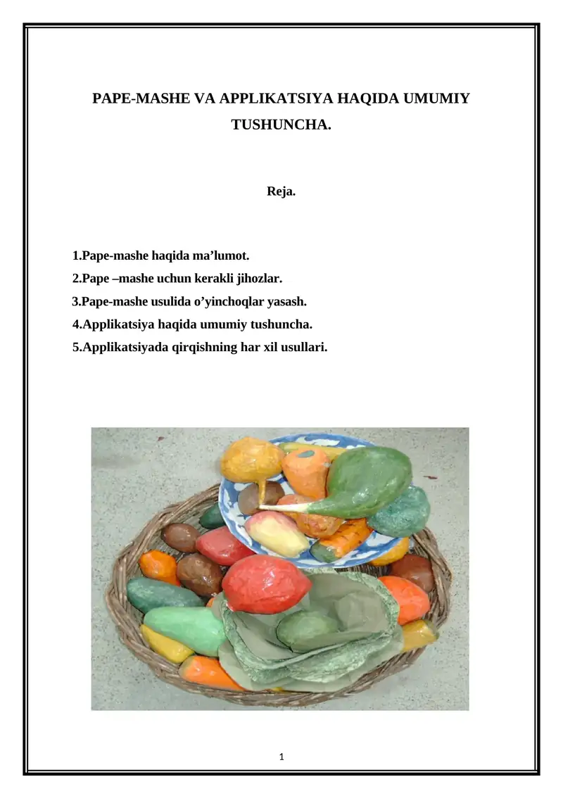 Pape-mashe va Applikatsiya